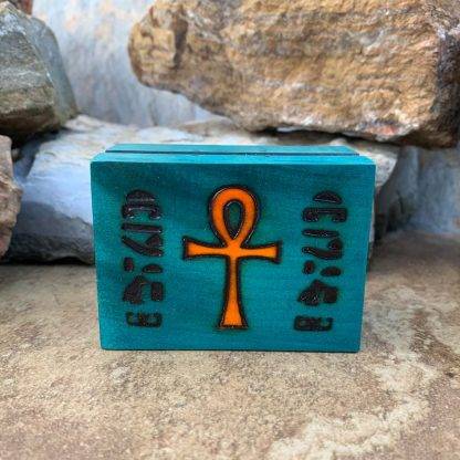 Turquoise Wooden Ankh Box