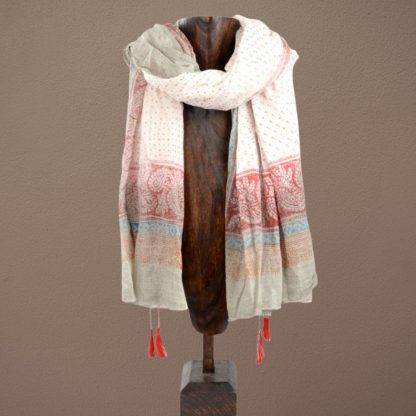 Creamy Multicolor PashminaScarf