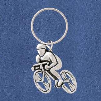 Speed Cycling Pewter Keychain