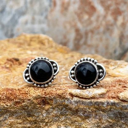 Black Onyx & Silver Studs