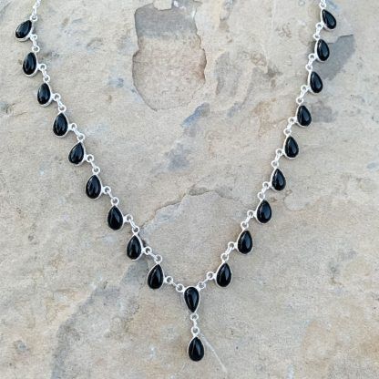 Black Onyx Waterfall Necklace