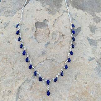 Sterling Lapis Waterfall Necklace