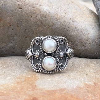 Double Pearl & Sterling Ring
