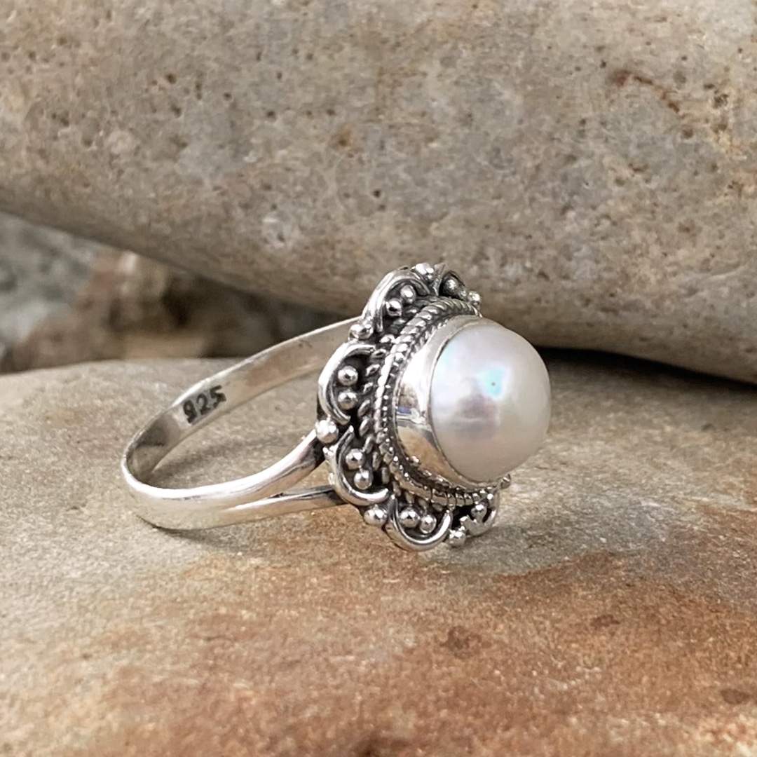 Sterling Floral Pearl Ring - GLE-Good Living Essentials