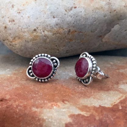 Sterling and Ruby Studs