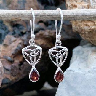 Sterling Triquetra Garnet Earrings