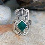 Hamsa Malachite Sterling Ring