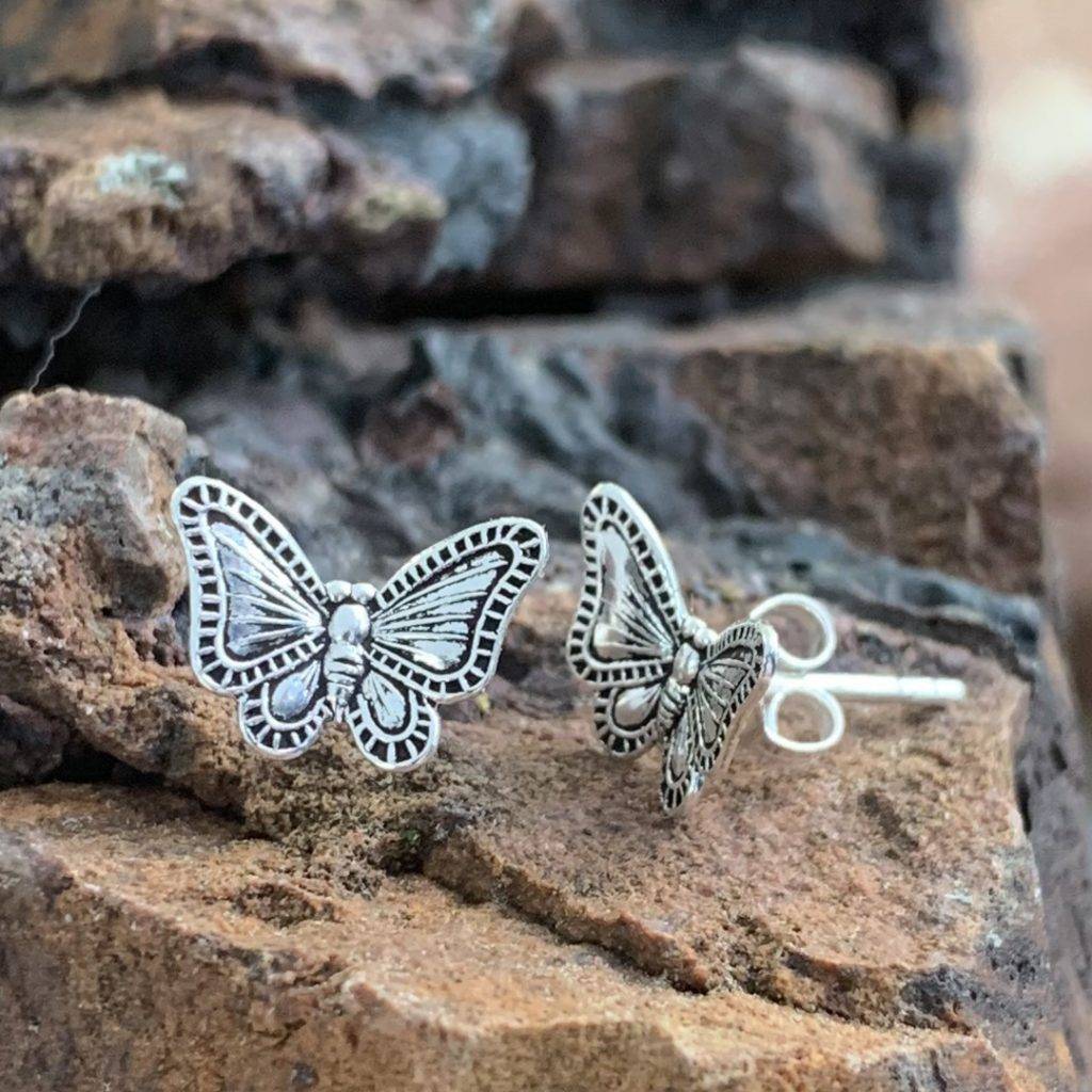 Antiqued Butterfly Friendship Cute Ring - .925 Sterling Silver Band, Sizes 6 To 10
