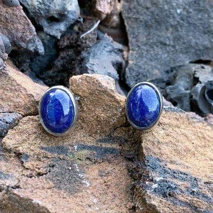 Sterling Lapis Oval Studs