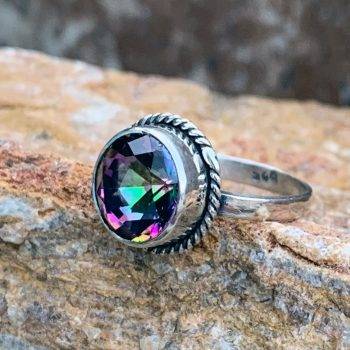 an image of a Round Mystic Topaz and Sterling Silver Ring