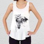 Musical Fiddle Owl Tank (off-white)