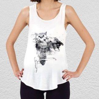 Musical Fiddle Owl Tank (off-white)