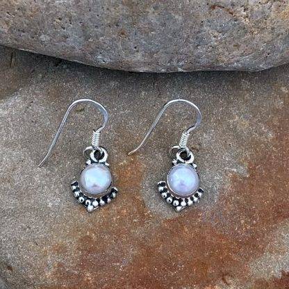 Pearl & Sterling Dangle Earrings