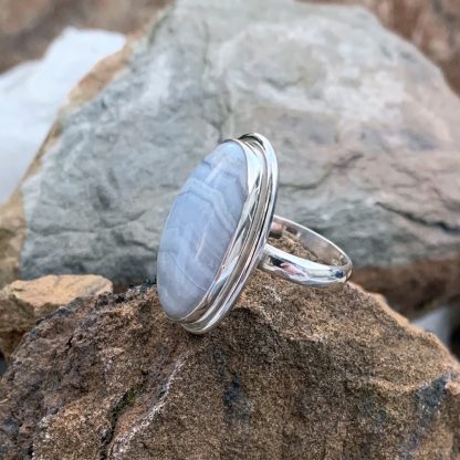 Blue Lace Agate Oval-Ring