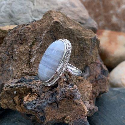 Blue Lace Agate Oblong-Ring