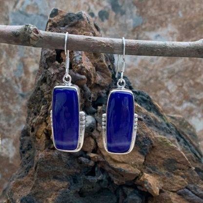 Deep-Blue Botswana Agate Earrings