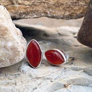 Sterling Carnelian Marquise Studs