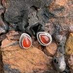 Sterling Carnelian Teardrop Studs