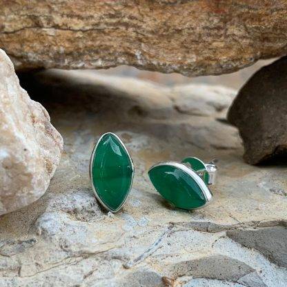 Green Onyx Marquise Studs