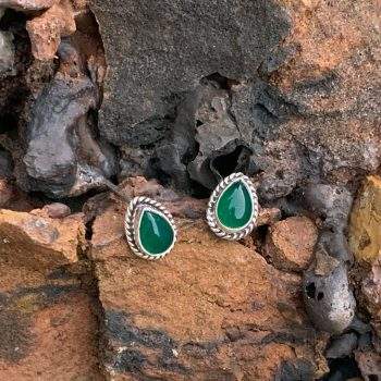 Green Onyx Sterling Teardrop Studs
