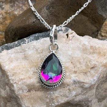 Mystic Topaz Pear-Shaped Sterling Pendant