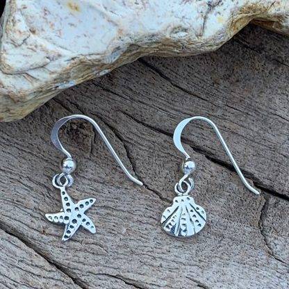 Starfish & Seashell Sterling Earrings