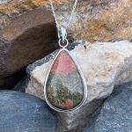 Unakite Teardrop Sterling Pendant