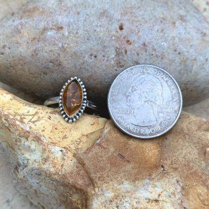 Amber & Sterling Marquise Ring