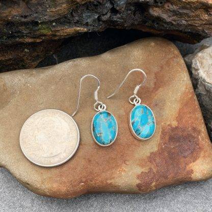 Oval Blue Copper-Turquoise Earrings