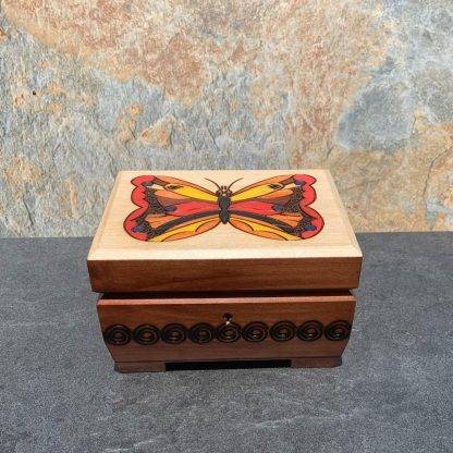 Handcrafted Butterfly Locking Chest