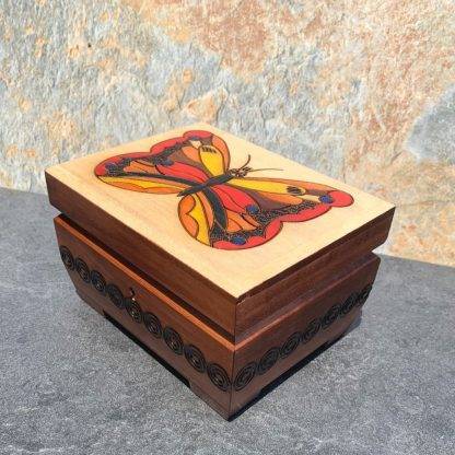 Handcrafted Butterfly Locking Chest