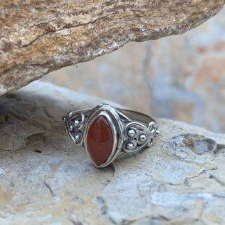 Sterling & Carnelian Marquise Ring