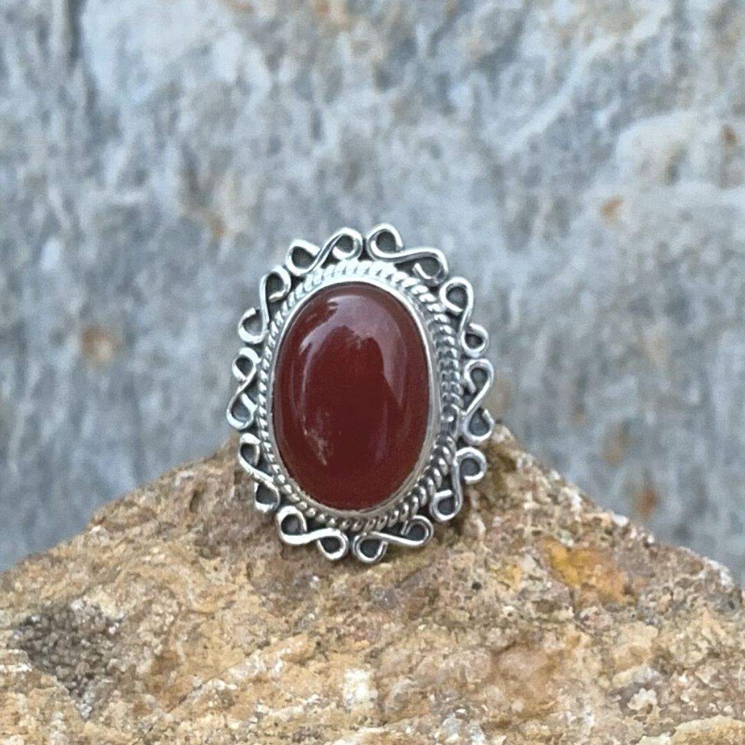 Oval Carnelian Sterling Ring - GLE-Good Living Essentials