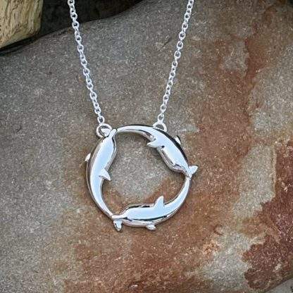 Dolphin Sterling Circle Necklace
