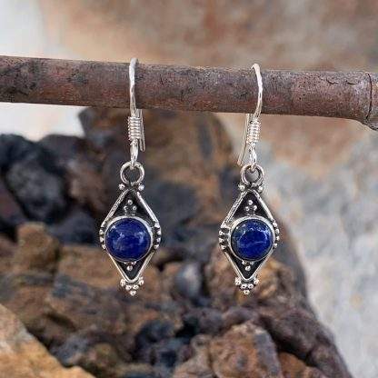 Lapis Lazuli Silver Teardrop Earrings