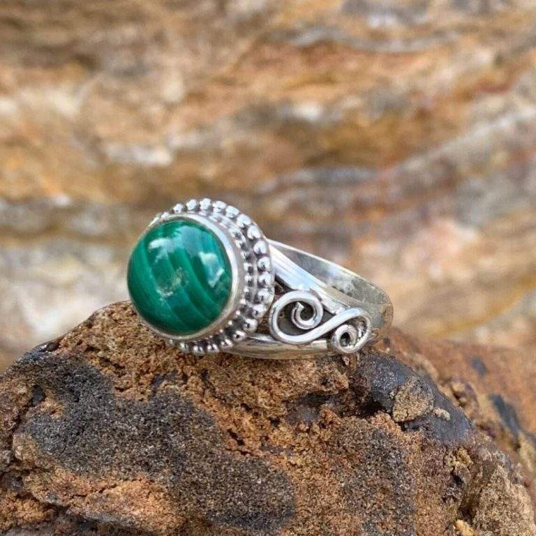 Malachite Silver Swirl Ring - GLE-Good Living Essentials