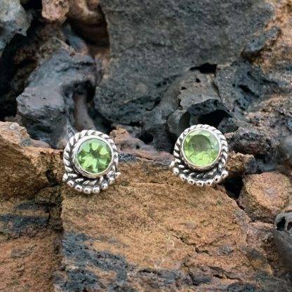 Sterling & Faceted Peridot Studs