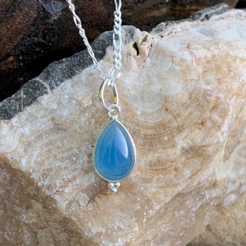 Blue-Chalcedony Teardrop Pendant