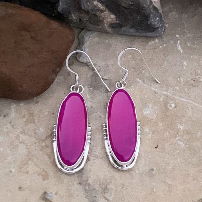 Fuchsia Botswana Agate Earrings