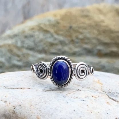 Double Spiral Lapis Ring