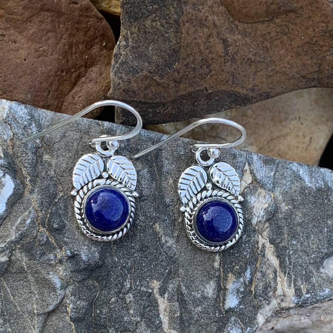 Natural Lapis Lazuli Sterling Silver 925 Square Stud Earrings – 4mm – Handcrafted In India – Tamasha Silver