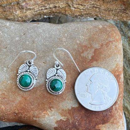 Malachite & Sterling Leaf Earrings