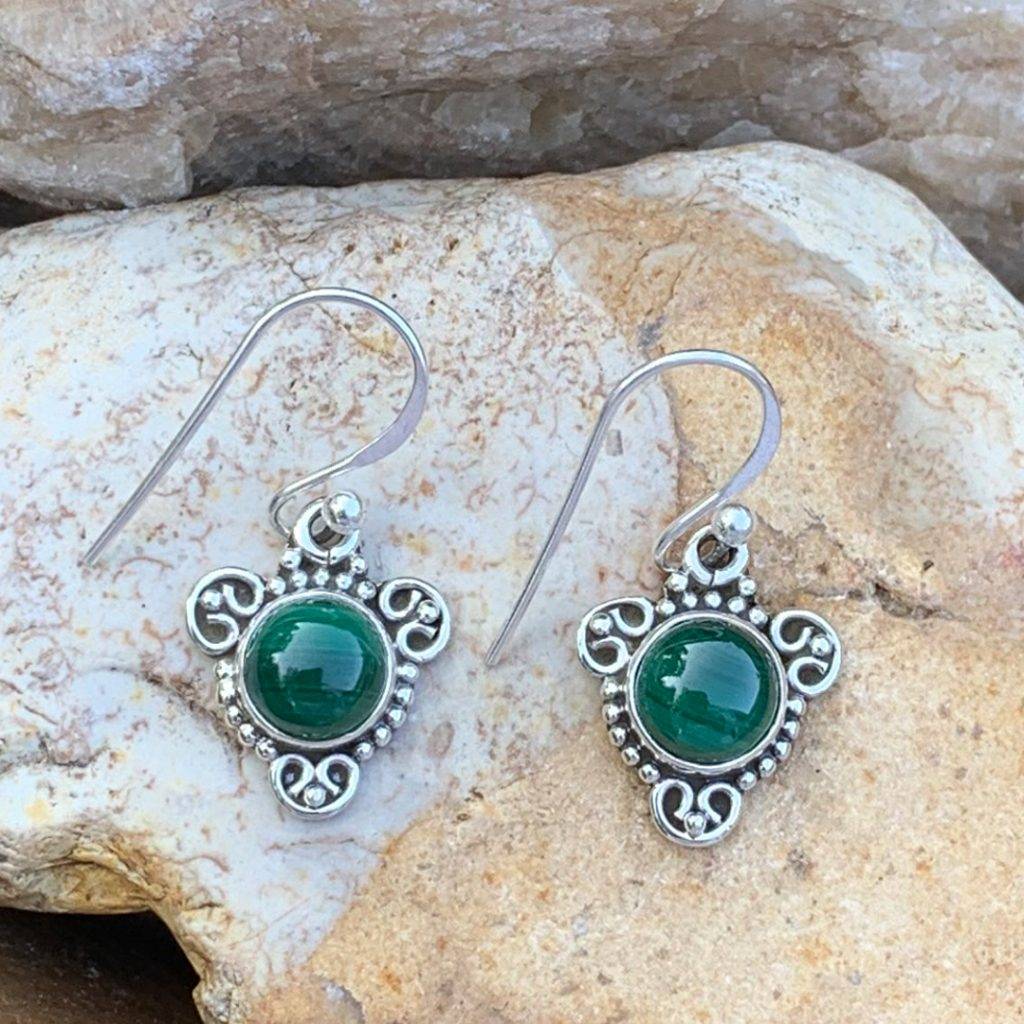 Petite Malachite & Sterling Earrings - GLE-Good Living Essentials