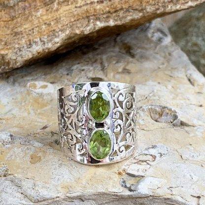 Double Peridot Sterling Ring