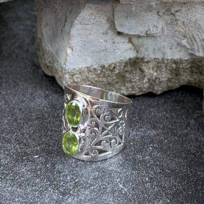 Double Peridot Sterling Ring