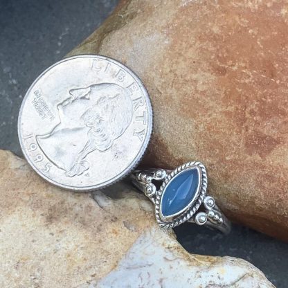 Blue Chalcedony Marquise Ring
