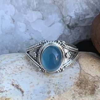 Blue Chalcedony Sterling Band Ring