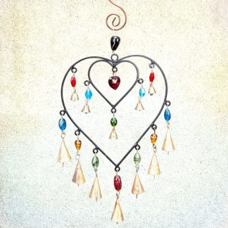 Colorful Double-Heart Wind Chime