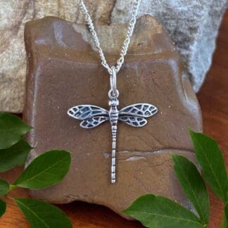 an image of a Dragonfly Sterling-Silver Pendant with oxidized wings