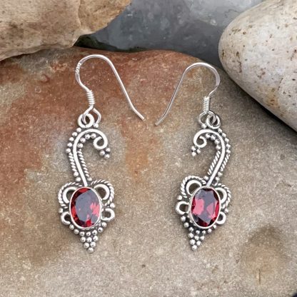 Garnet Sterling Dangle Earrings